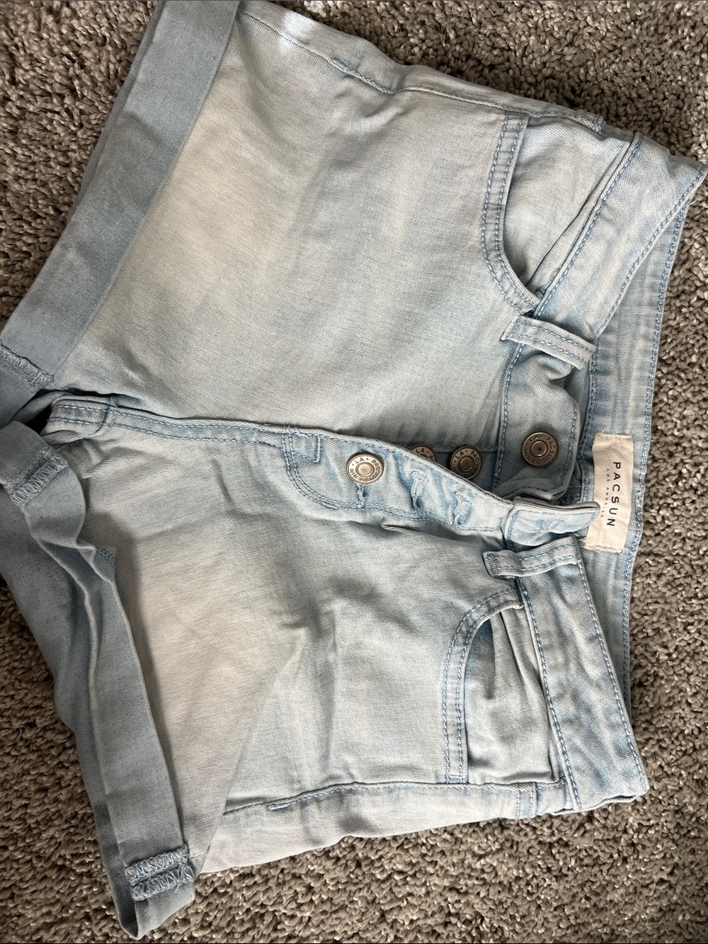 PacSun Light Blue Denim Button-Fly Shorts